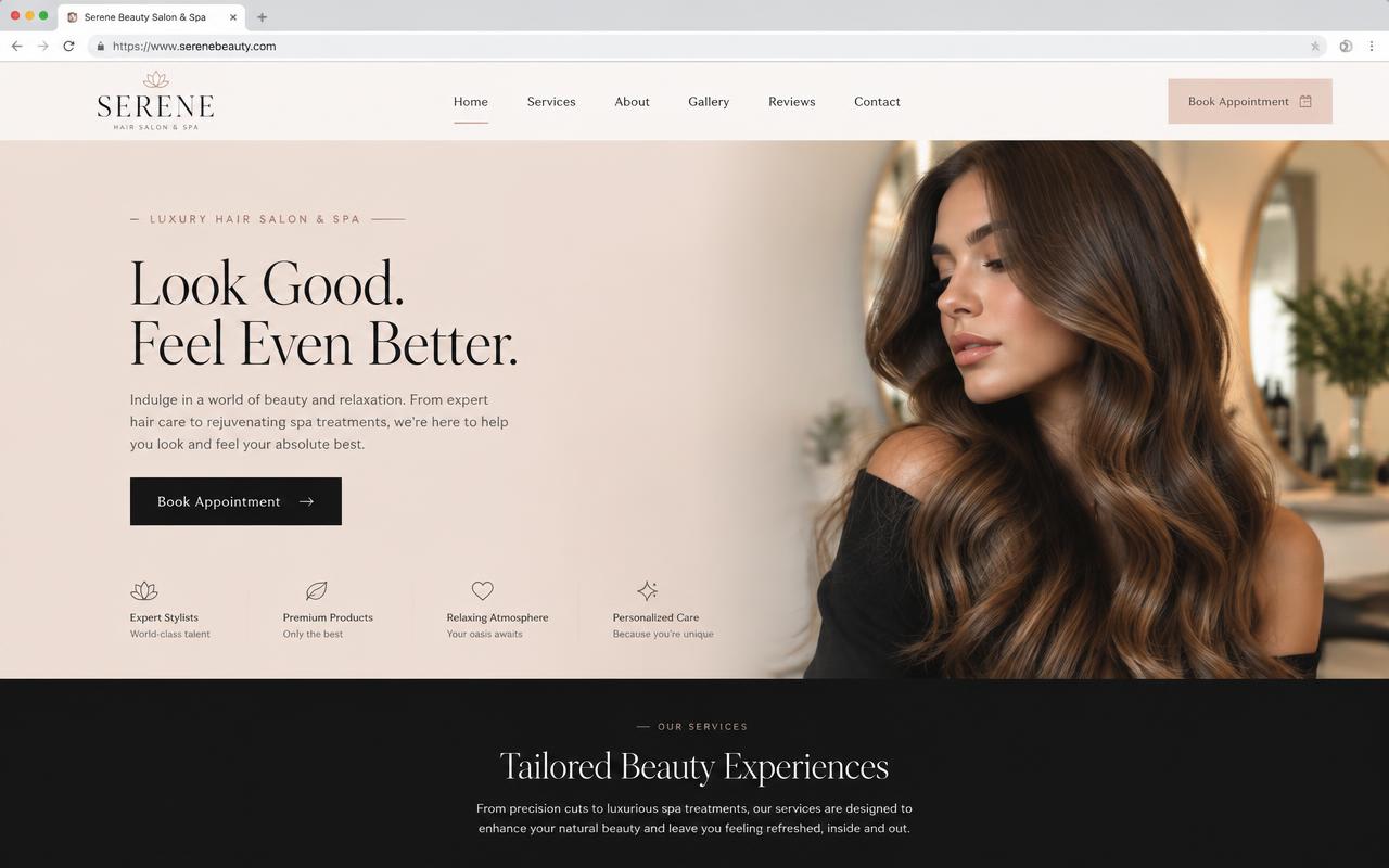 Serene Beauty sample website design